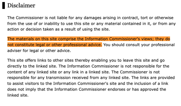 Disclaimer legal business write responsible